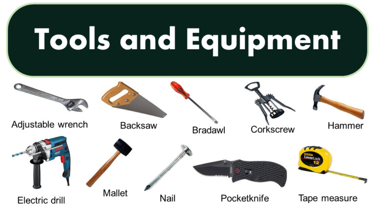 List of Tools and Equipment | Pictures - GrammarVocab