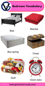 List of Bedroom Vocabulary in English | Pictures - GrammarVocab