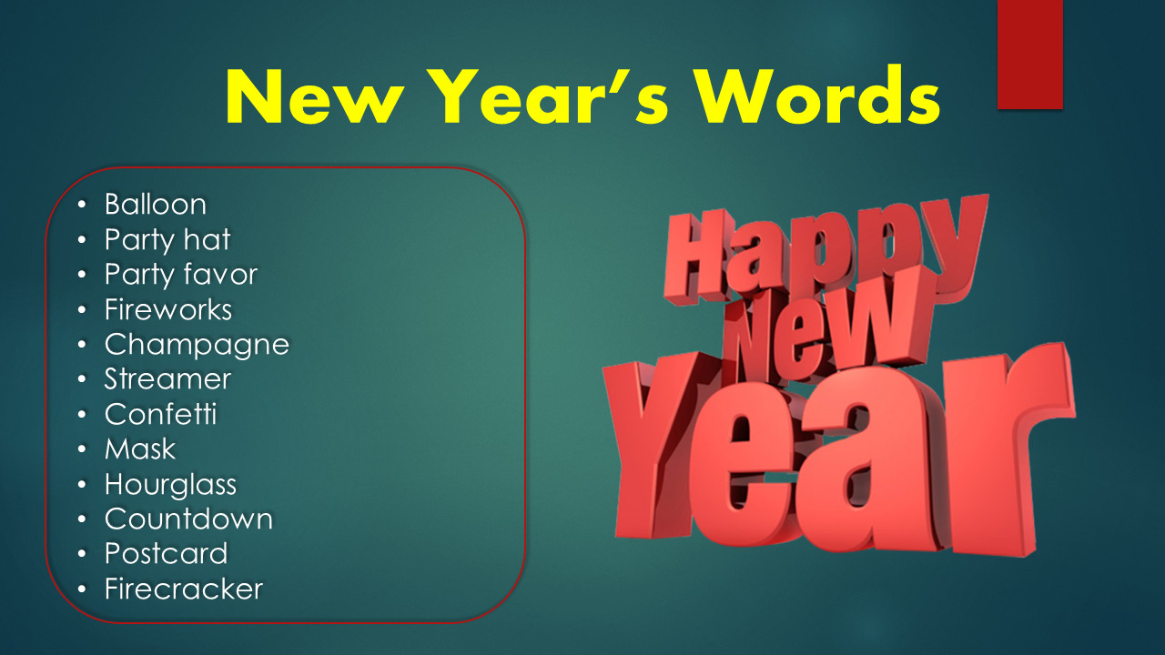 Happy New Year List of New Year Vocabulary Words GrammarVocab