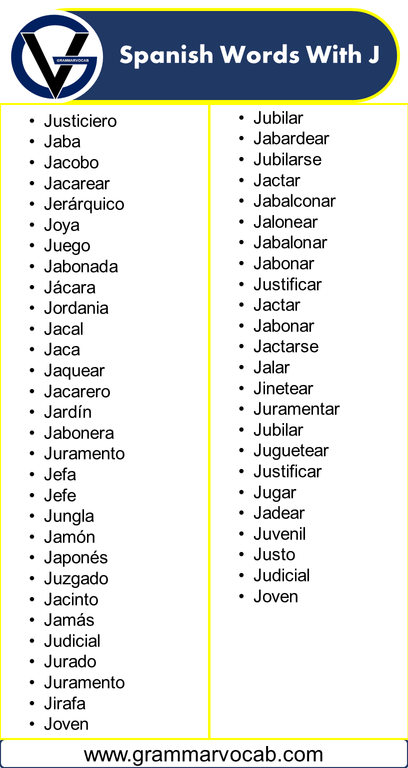 Spanish Words Starting With J