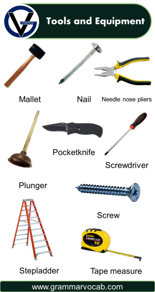 List of Tools and Equipment | Pictures - GrammarVocab