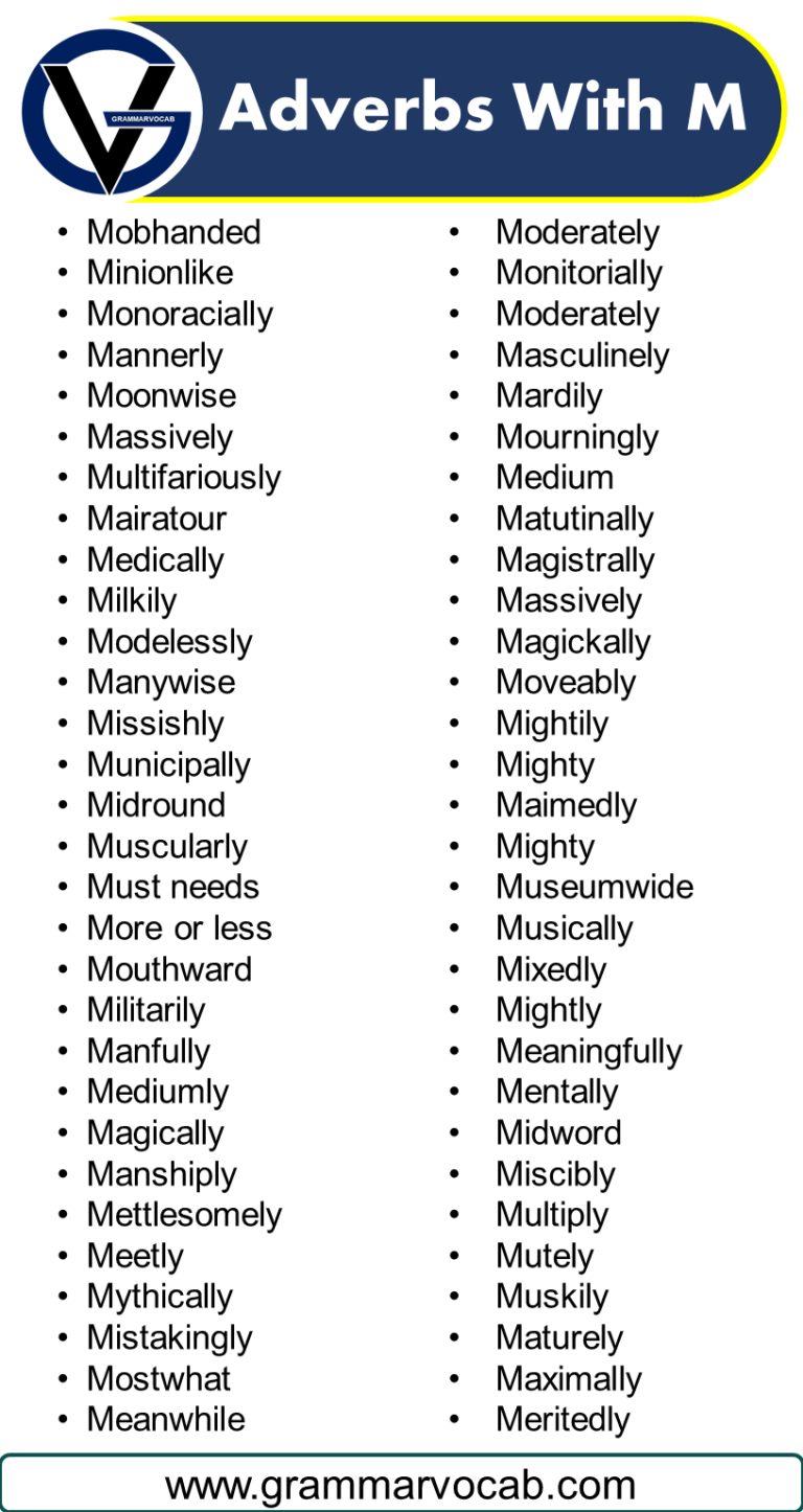 Adverbs That Start With M - List Of Adverbs - GrammarVocab