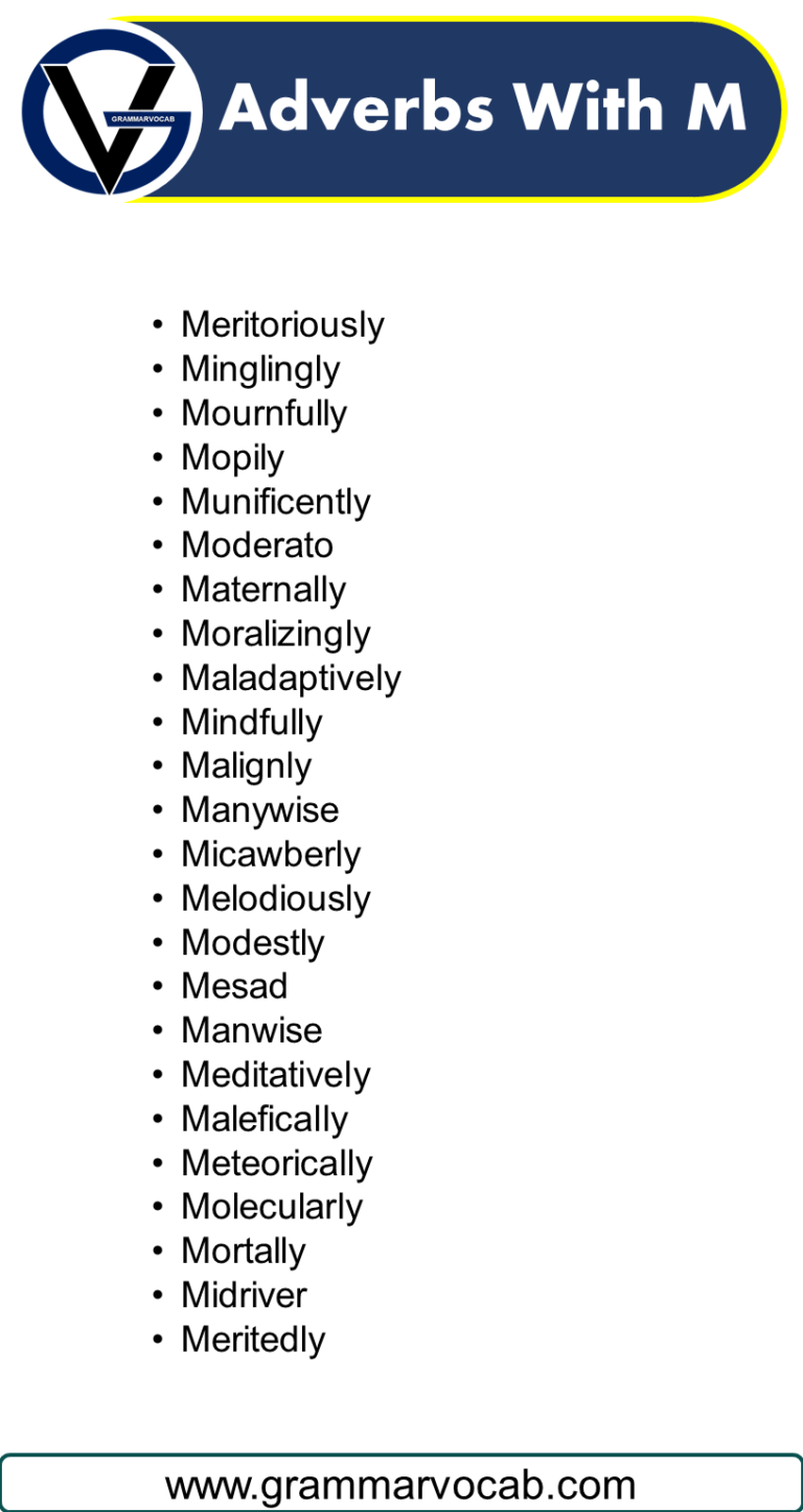 Adverbs That Start With M - List Of Adverbs - GrammarVocab