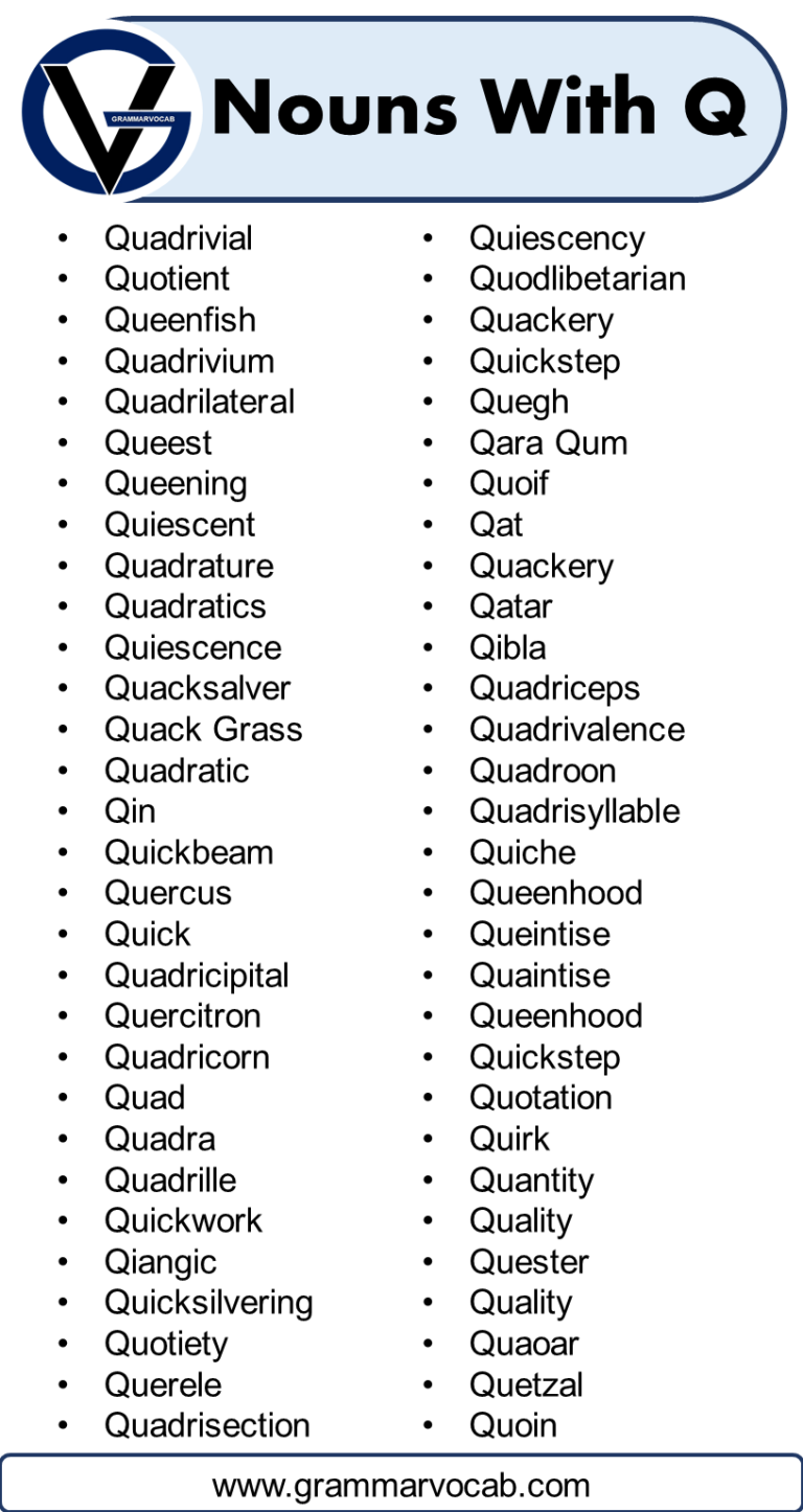 Nouns That Start With Q - List Of Noun - GrammarVocab