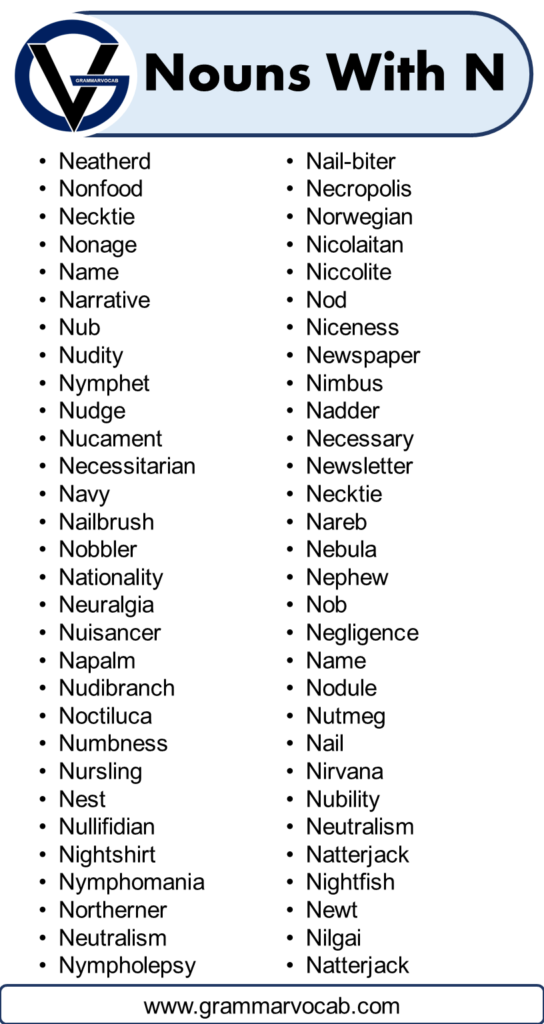 List of Nouns That Start With N - GrammarVocab