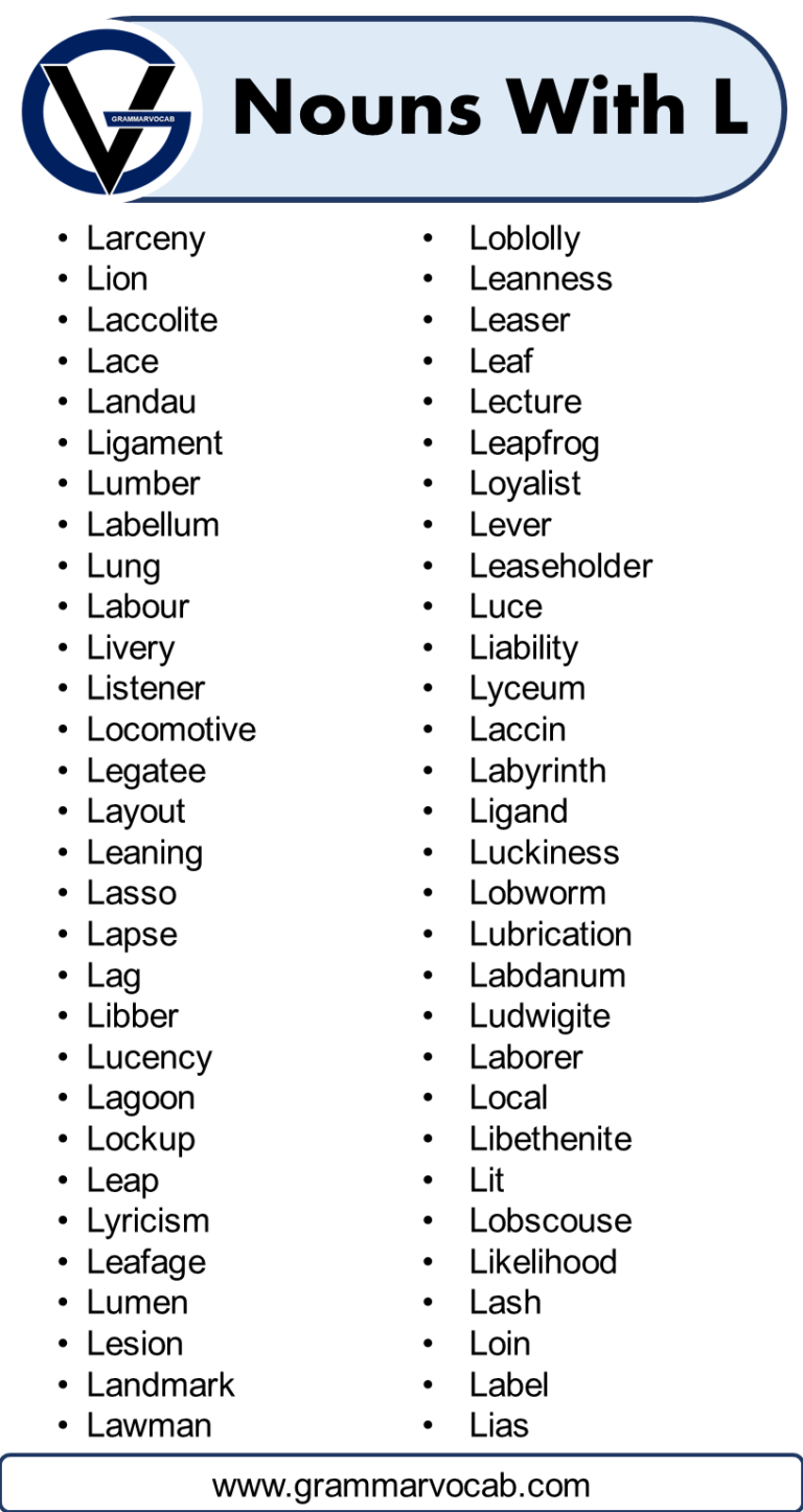 List of Nouns That Start With L GrammarVocab