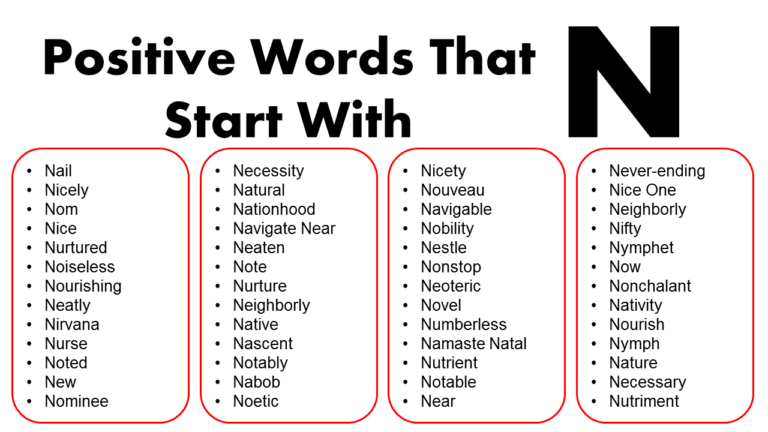 Positive Words Starting With N - GrammarVocab