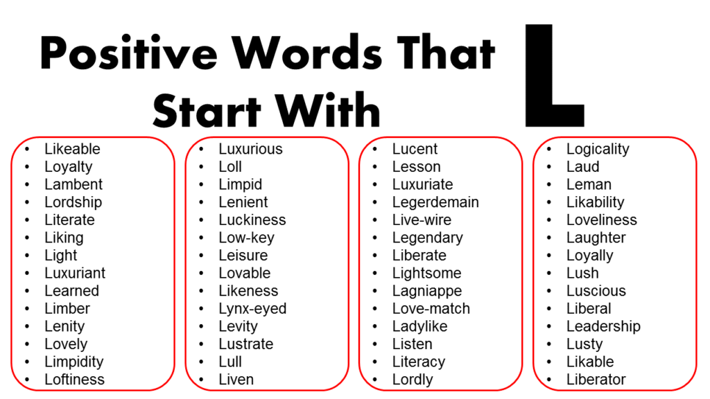 Positive Words That Start With L