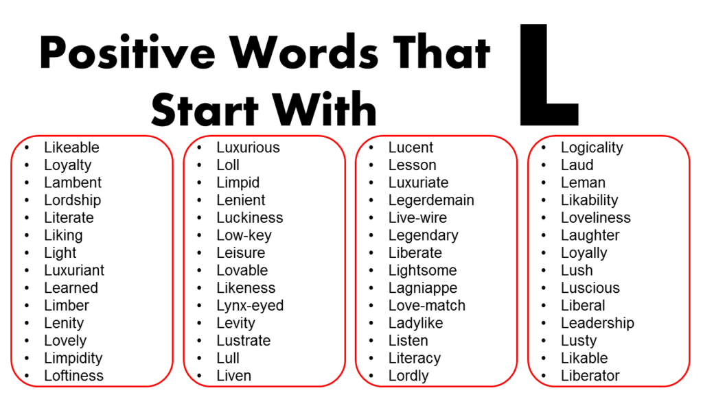 List Of Positive Words That Start With L GrammarVocab