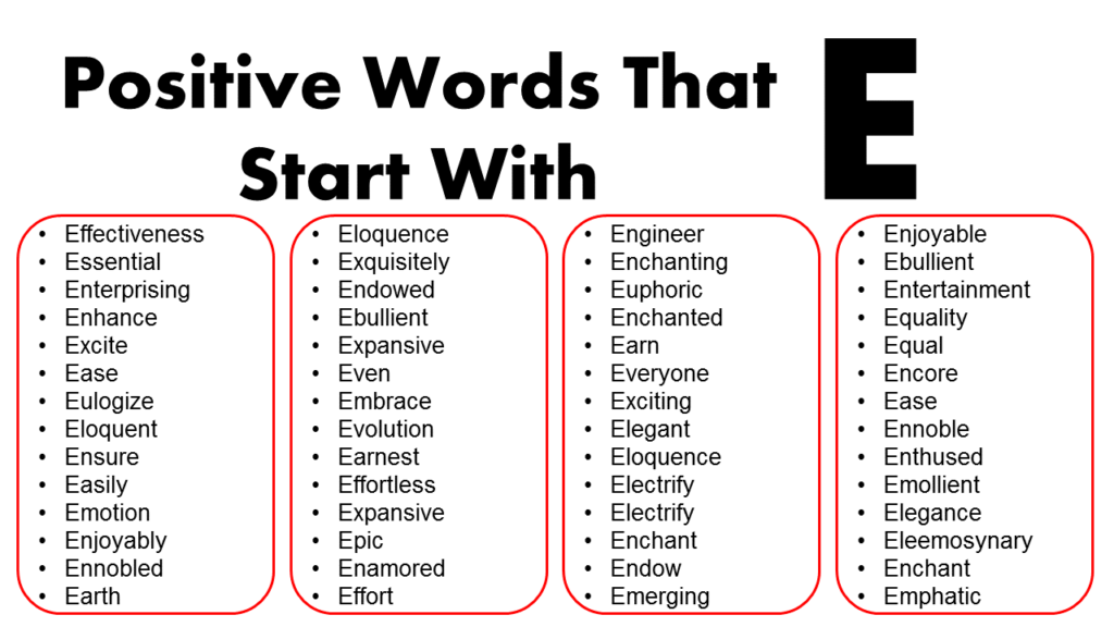 What Are Some Positive Words That Start With E