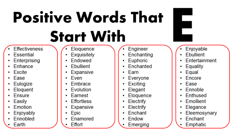 Positive Words That Start With E - GrammarVocab