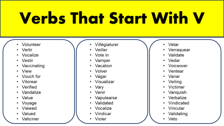 Verbs That Start With V - GrammarVocab