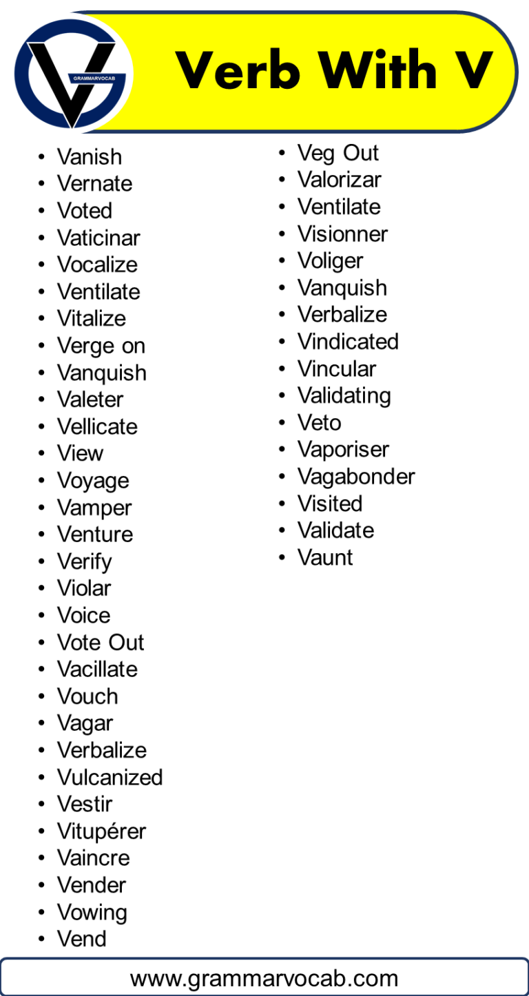 Verbs That Start With V - GrammarVocab