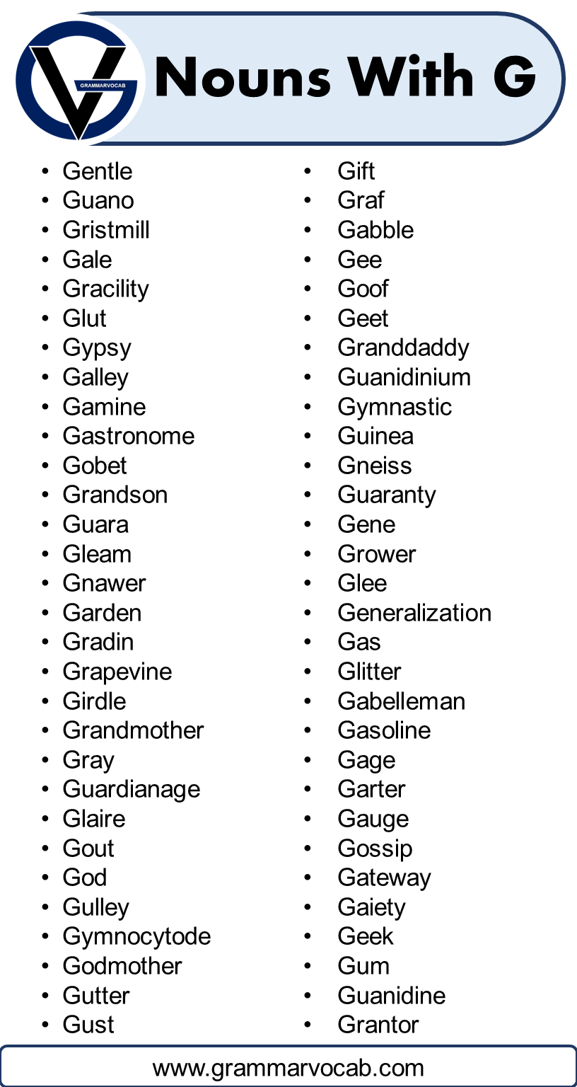 Nouns That Start With G