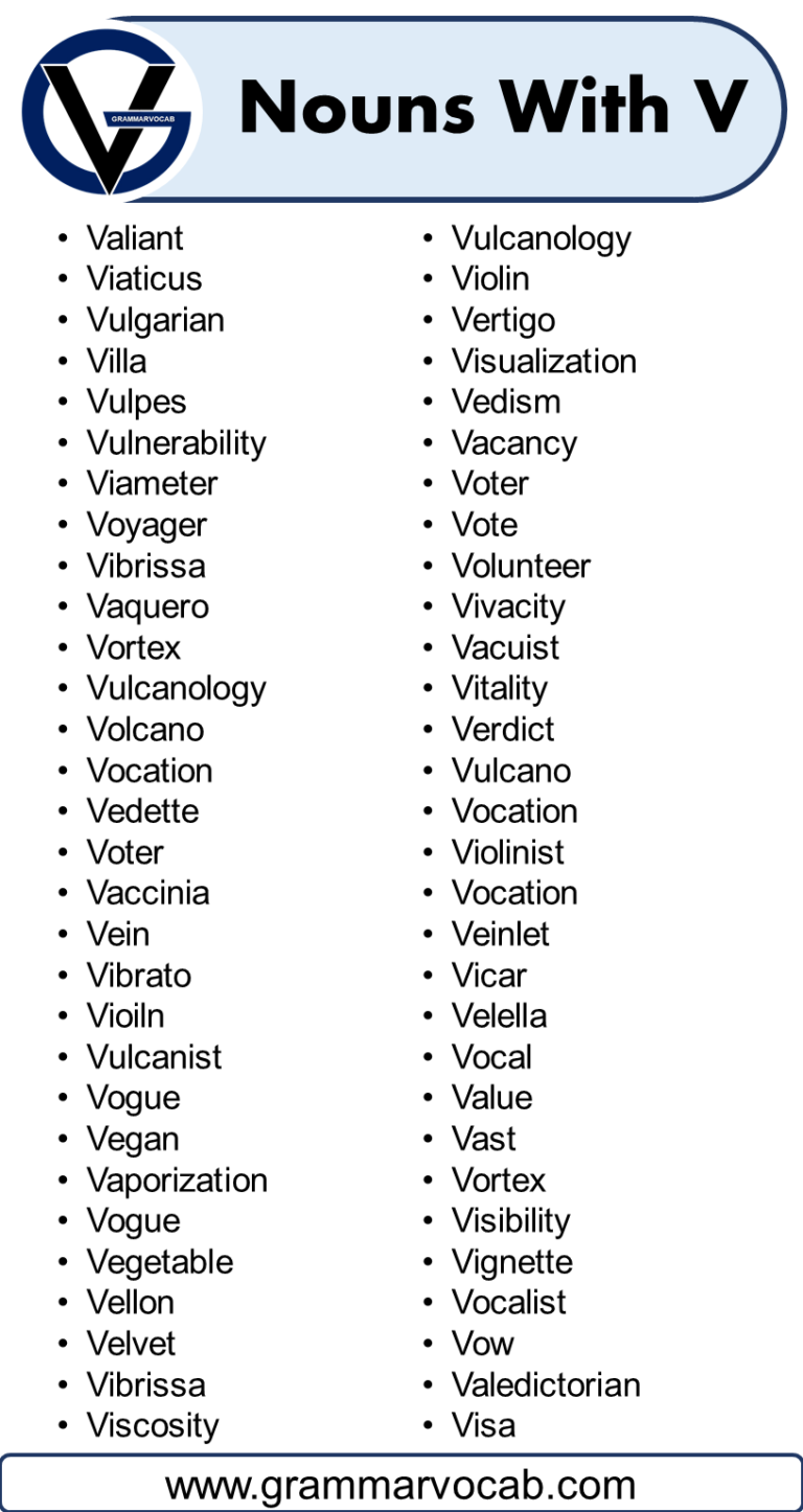 List of Nouns That Start With V - GrammarVocab