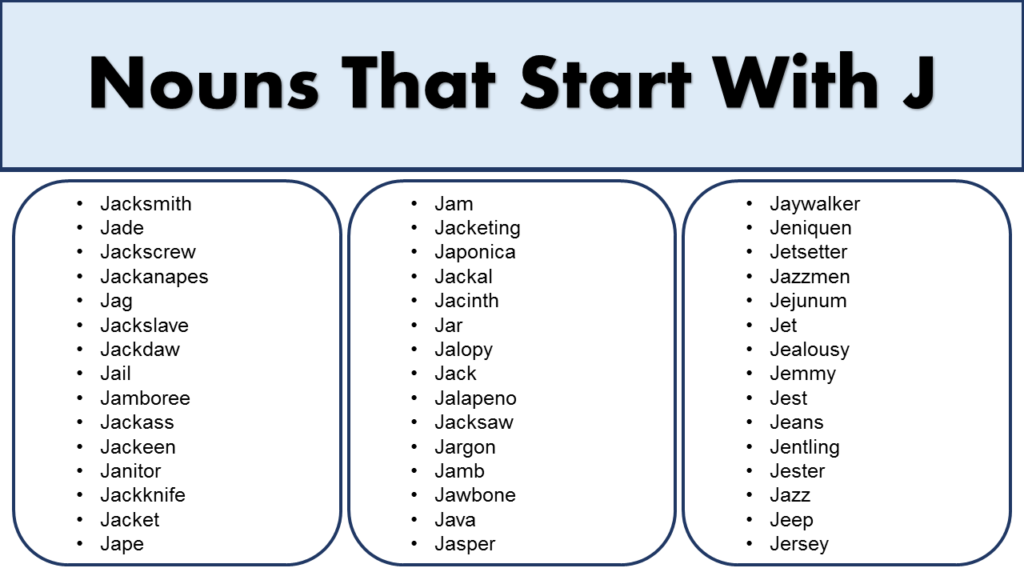 List Of Nouns That Start With J GrammarVocab