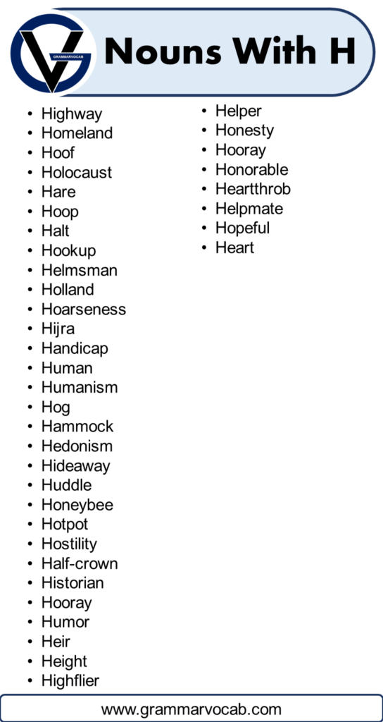 List of Nouns That Start With H - GrammarVocab