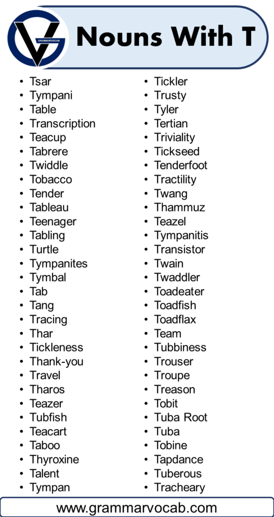 List of Nouns That Start With T - GrammarVocab