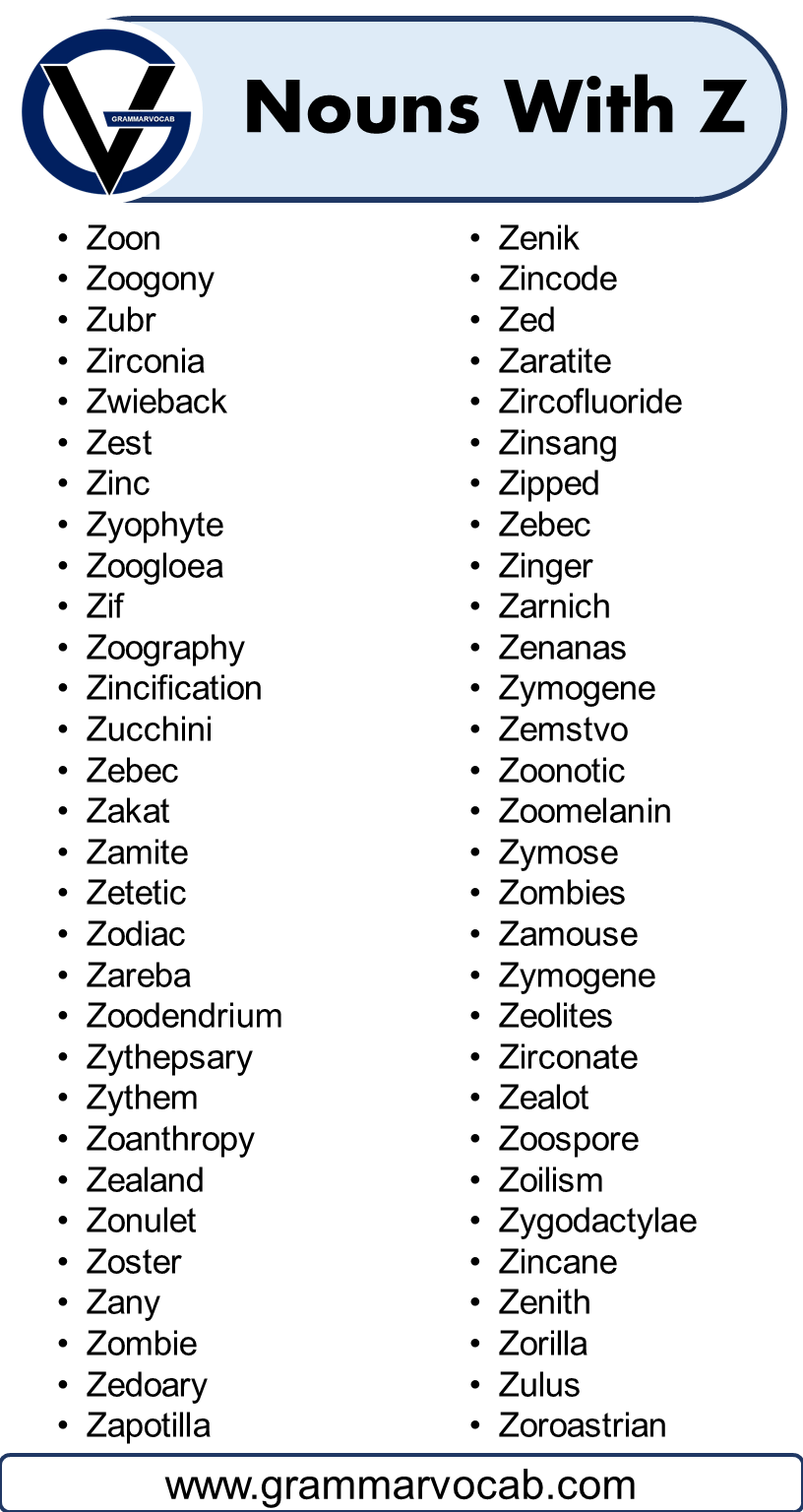 Nouns Starting With Z