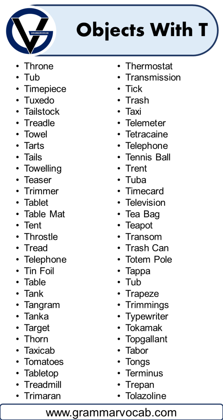 List of Nouns That Start With T GrammarVocab