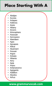 List of Nouns Starting With A - GrammarVocab