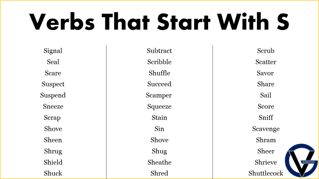 Verbs That Start With S