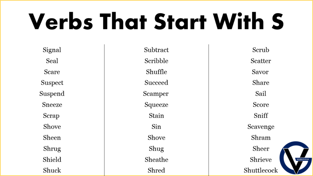 Verbs That Start With S GrammarVocab