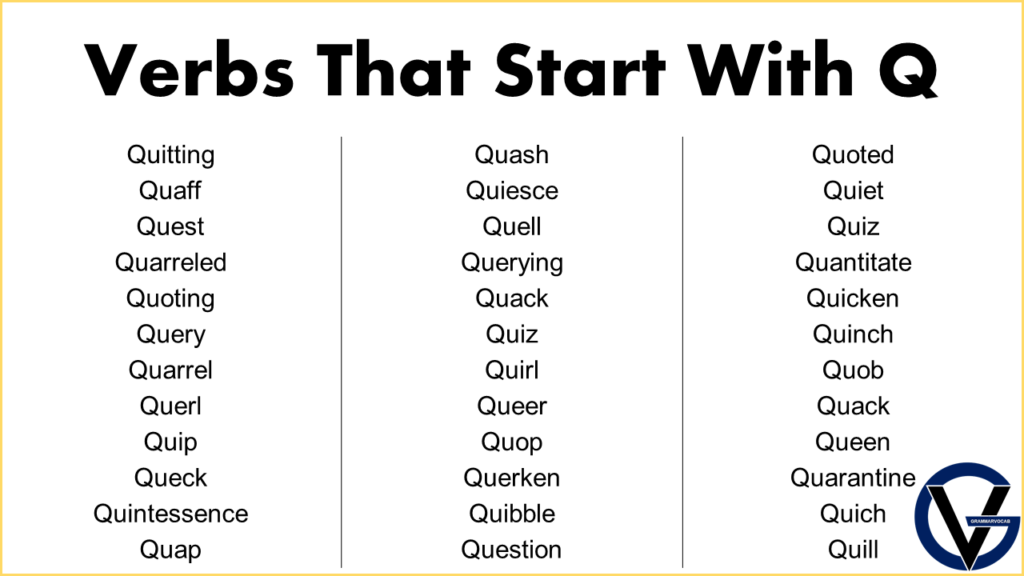 Verbs Starting With Q GrammarVocab