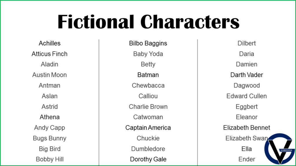 Fictional Characters Names