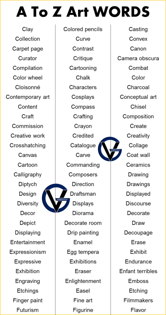 Art Vocabulary Words - GrammarVocab