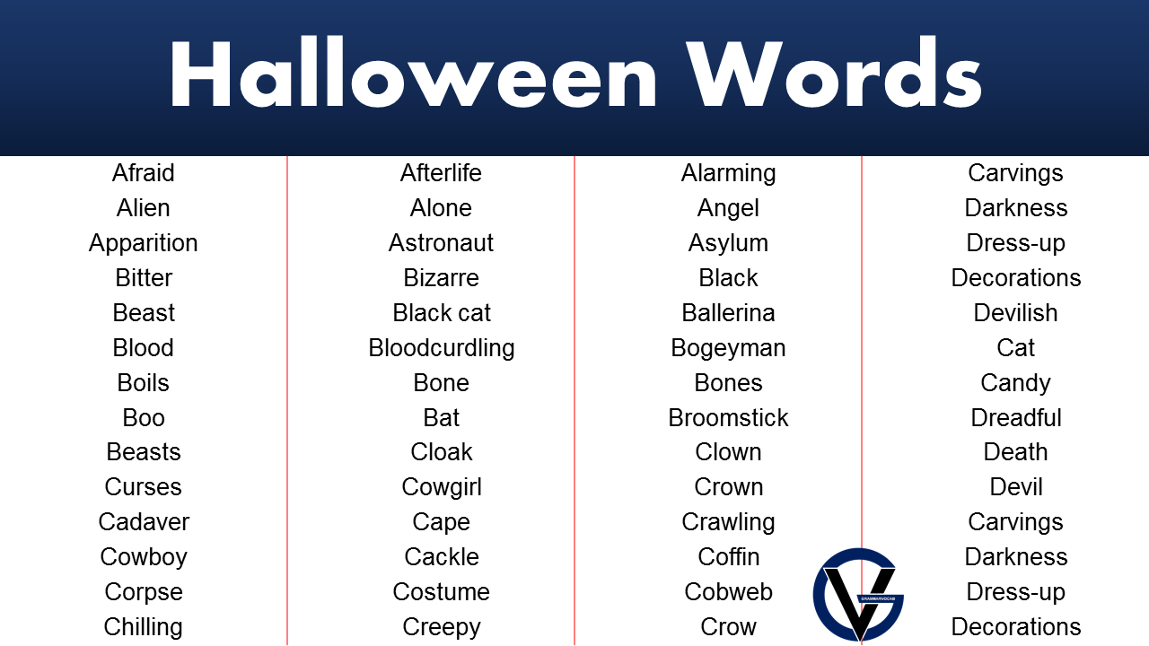 List Of Halloween Vocabulary Words in English - GrammarVocab