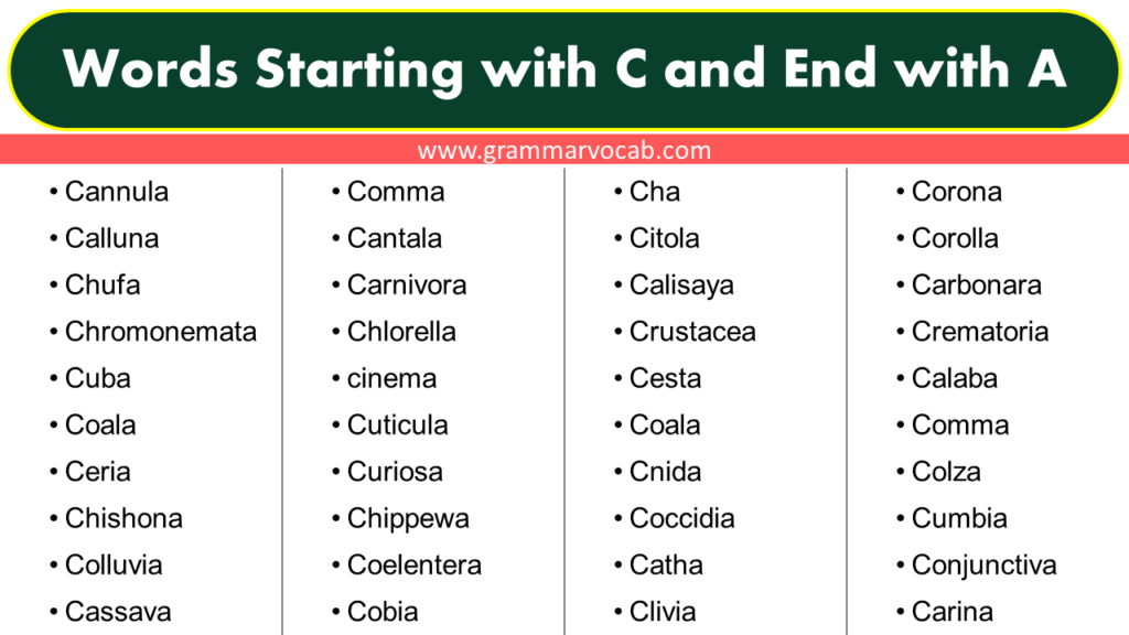 Words That Start with C and End with A