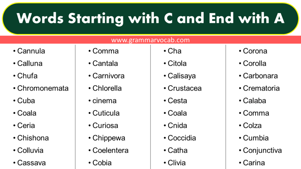 Words That Start with C and End with A GrammarVocab