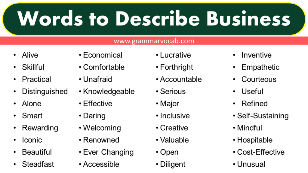 Words To Describe Business GrammarVocab