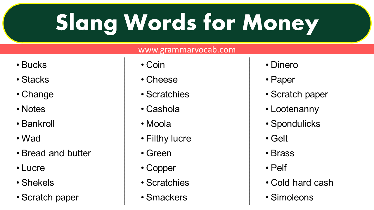 Slang Words For Money GrammarVocab