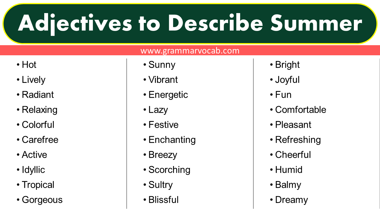 Summer Adjectives Ing