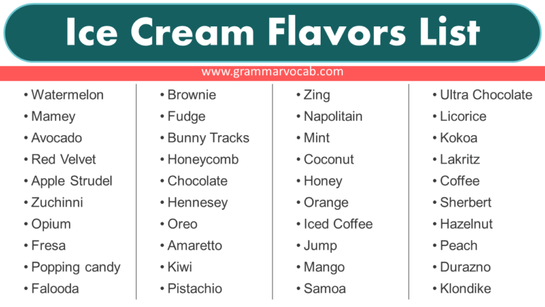 Ice Cream Flavors List - GrammarVocab