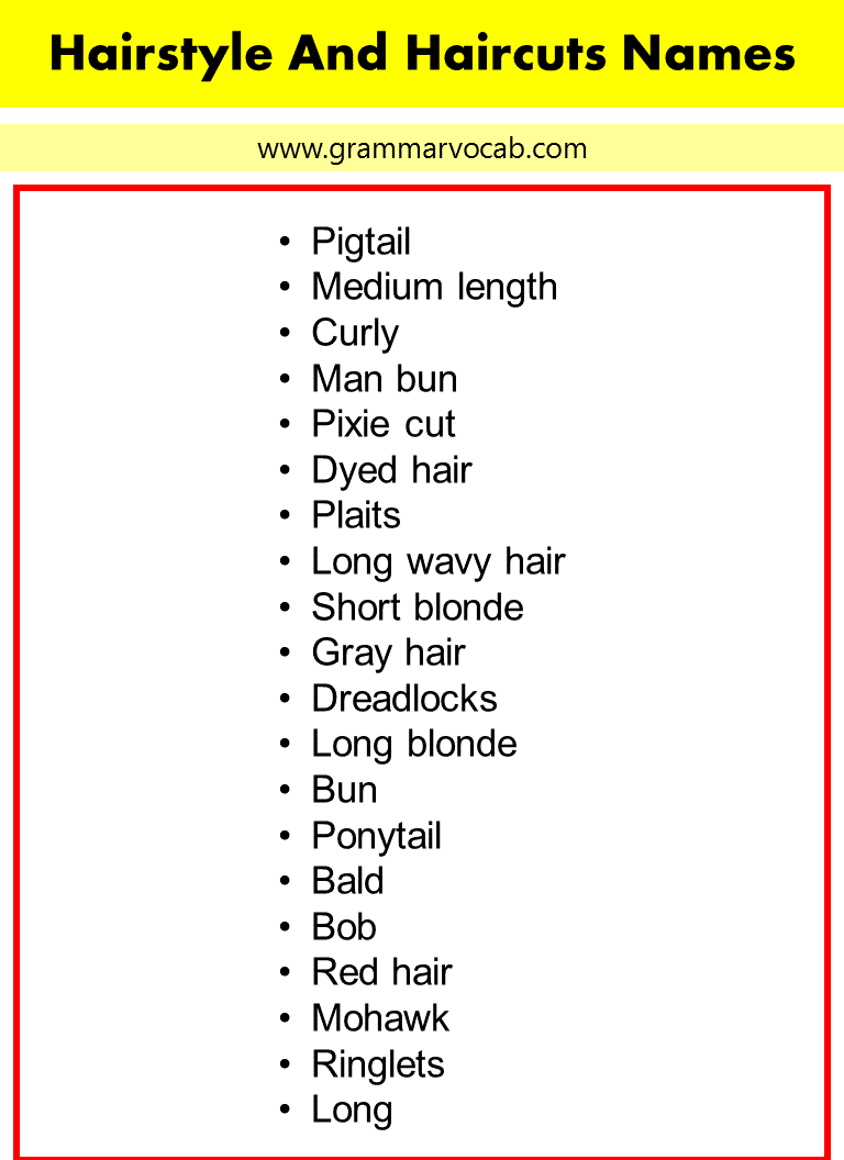 Hairstyle Names List