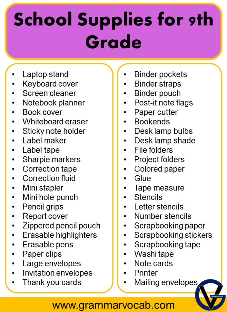 list-of-school-supplies-for-9th-grade-grammarvocab