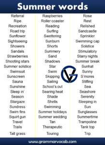 List Of Summer Words - GrammarVocab