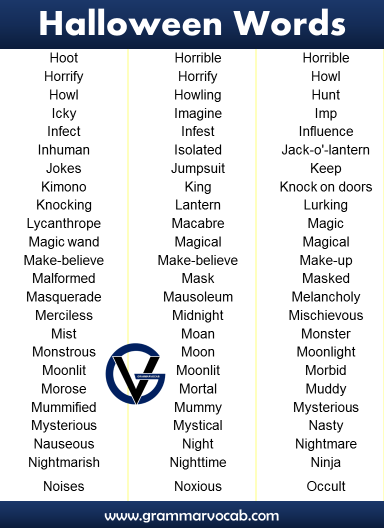 halloween vocabulary words