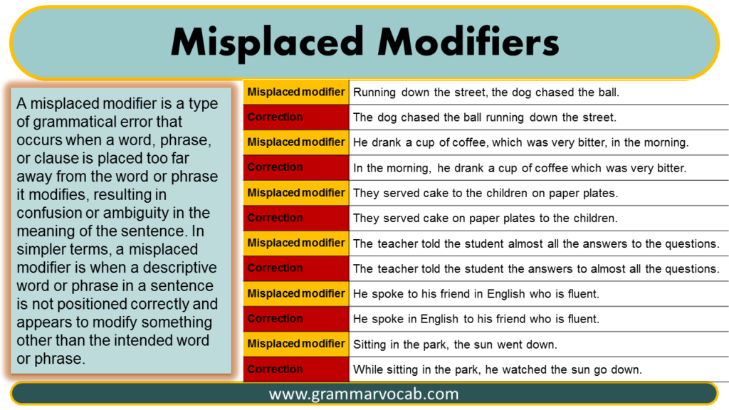 common examples of squinting modifiers