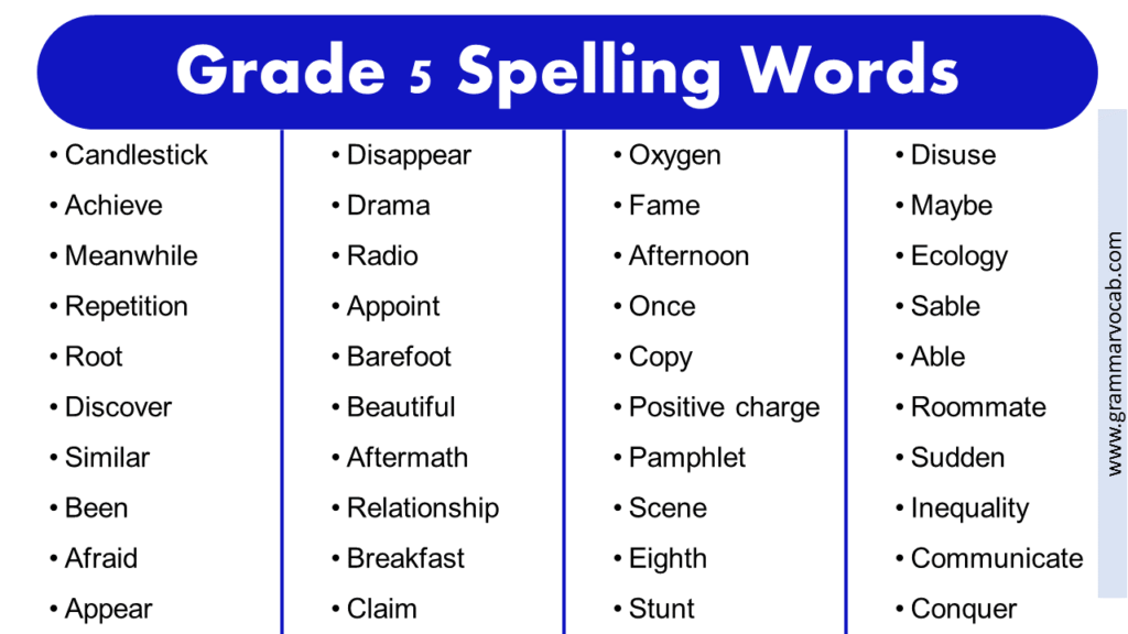Grade 5 Spelling Words