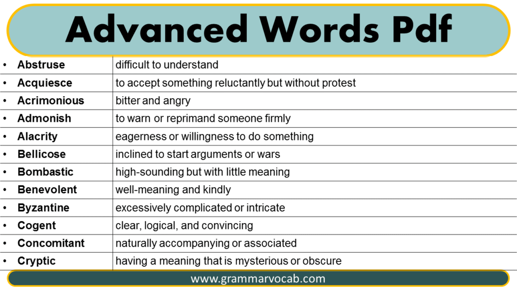 Advanced Words PDF