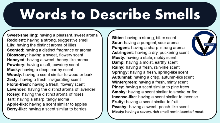 Words Associated With Smells