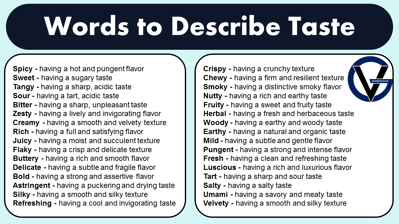 Words To Describe Taste And Smell