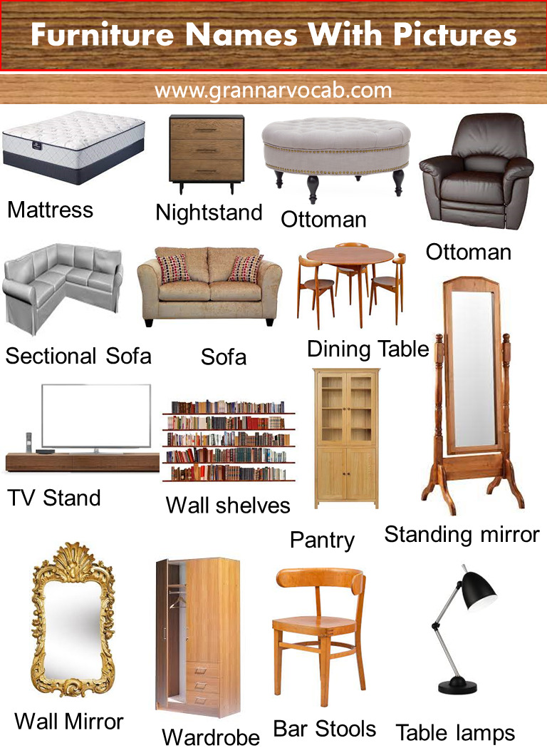 furniture names list - grammarvocab