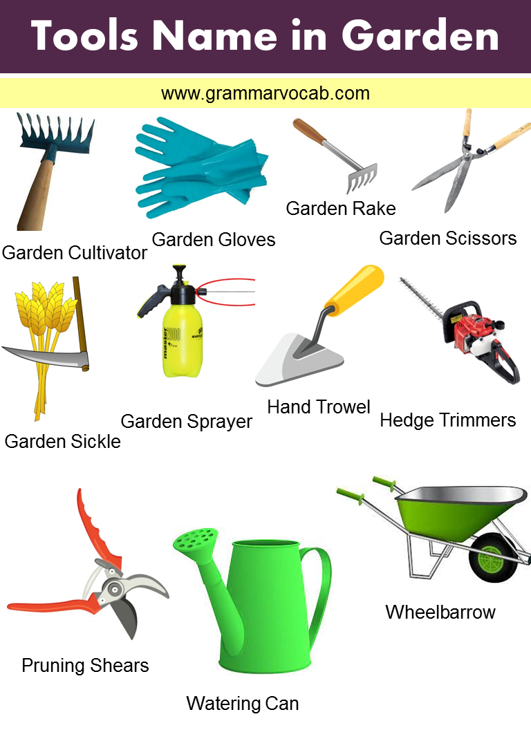 Tools name in garden