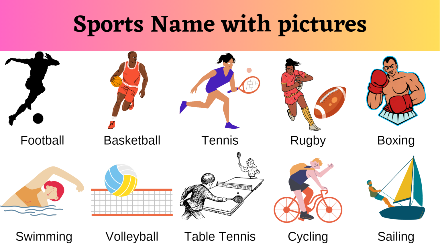 Sports Name List With Pictures   GrammarVocab