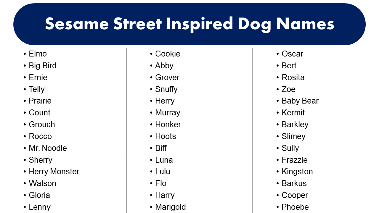 Sesame Street Dog Name - Sesame Street Inspired Dog Names - GrammarVocab